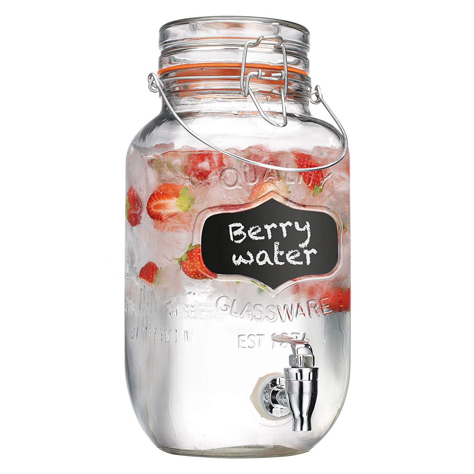 1 Gallon mason jar glass water beverage dispenser with stainless steel tap