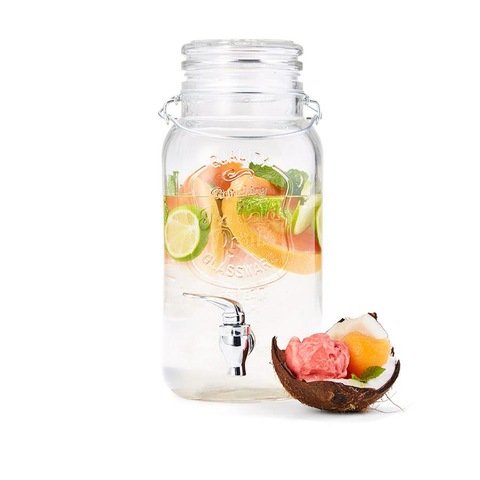 1 Gallon mason jar glass water beverage dispenser with stainless steel tap