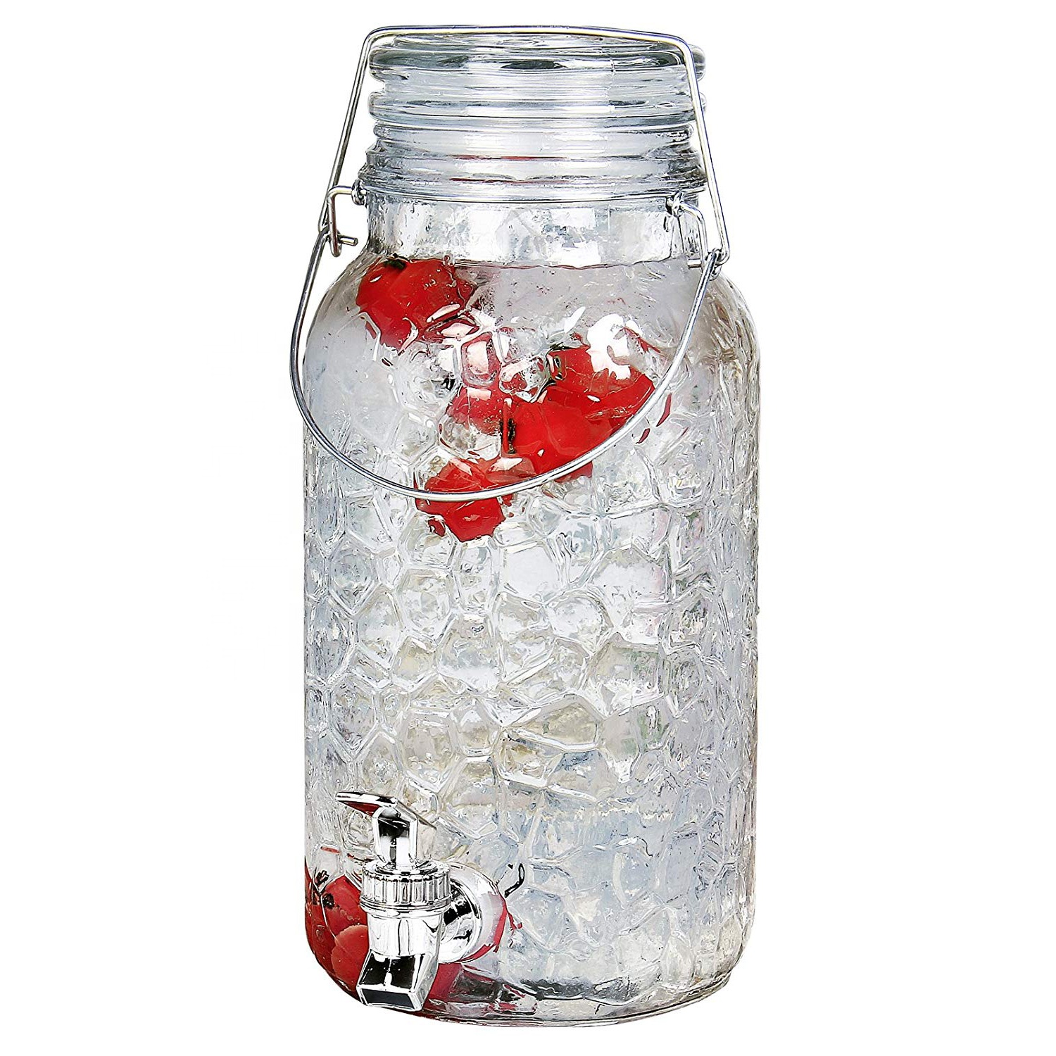 1 Gallon mason jar glass water beverage dispenser with stainless steel tap