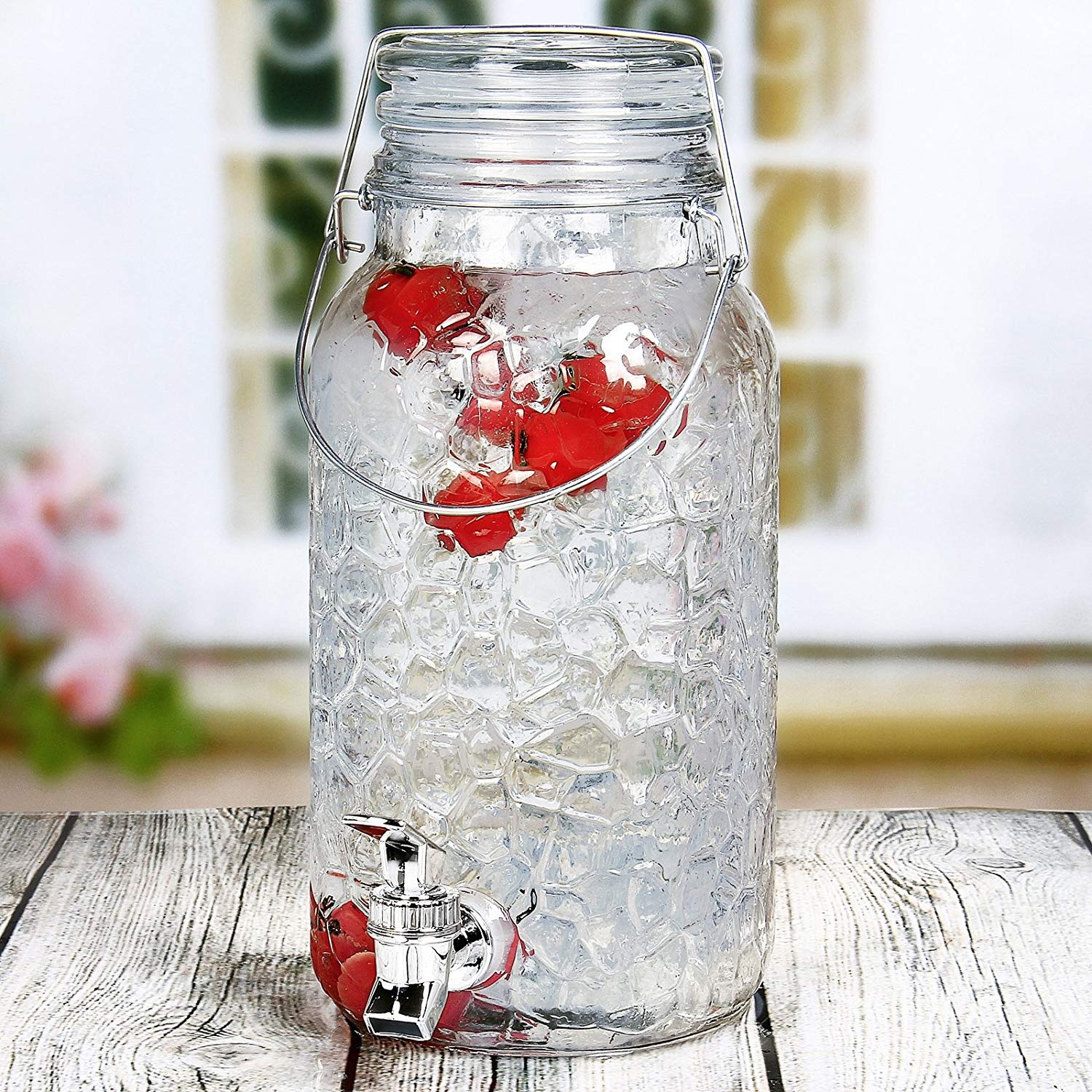 1 Gallon mason jar glass water beverage dispenser with stainless steel tap