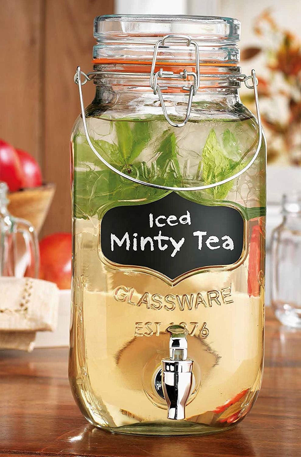 1 Gallon mason jar glass water beverage dispenser with stainless steel tap