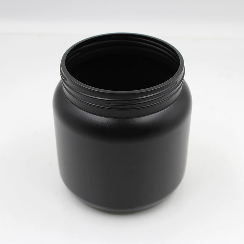 1 L Round HDPE Matte Black Plastic Container With Cover