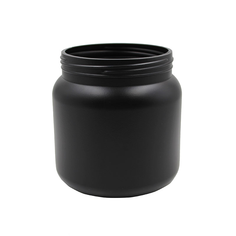 1 L Round HDPE Matte Black Plastic Container With Cover