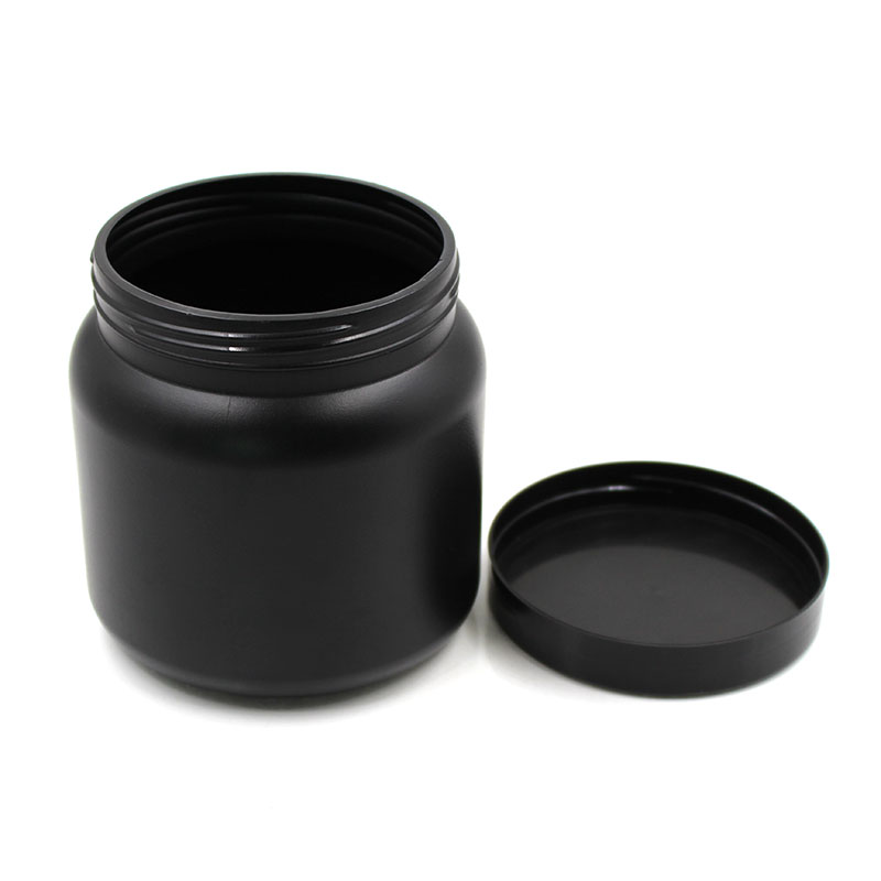 1 L Round HDPE Matte Black Plastic Container With Cover