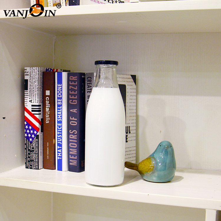 1 Liter Clear Fresh Juice Beverage Organic Milk Glass Bottles With Twist-Off Lid For Home Container