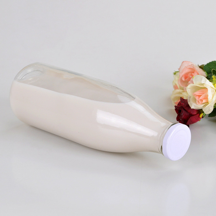 1_Liter_Glass_Bottle_For_Milk Glass Milk Bottle With Metal Cap Wide Neck Glass Bottles For Juice