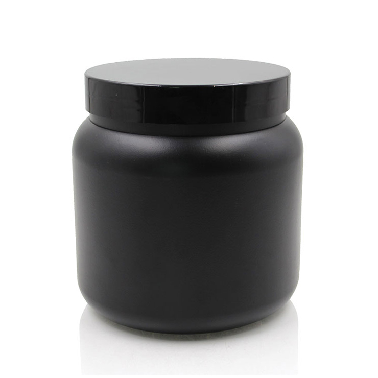 1 Liter Round Matte Black Cosmetic Plastic Container For Hair Oil Pomade