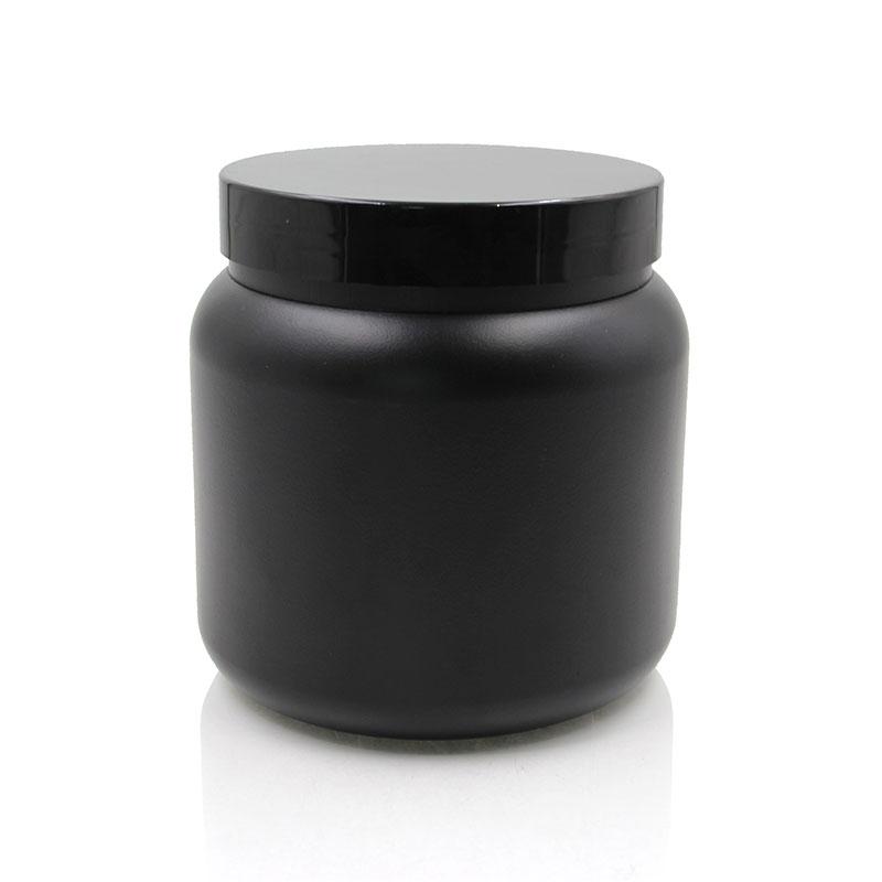 1 Liter Round Matte Black Cosmetic Plastic Container For Hair Oil Pomade