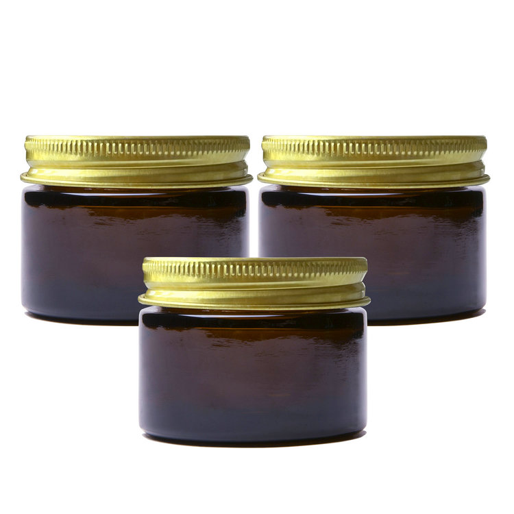1 Ounce 30ml Amber Cosmetic Glass Jar with Screw Top Metal Lid