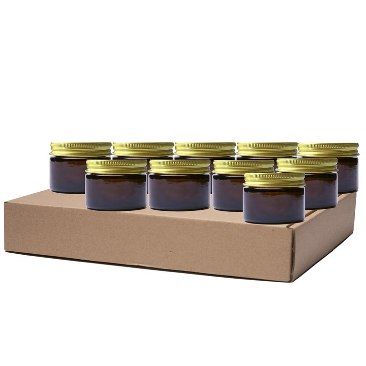 1 Ounce 30ml Amber Cosmetic Glass Jar with Screw Top Metal Lid