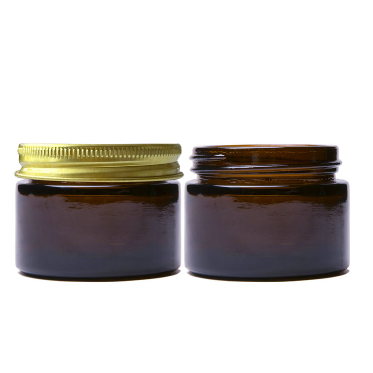 1 Ounce 30ml Amber Cosmetic Glass Jar with Screw Top Metal Lid