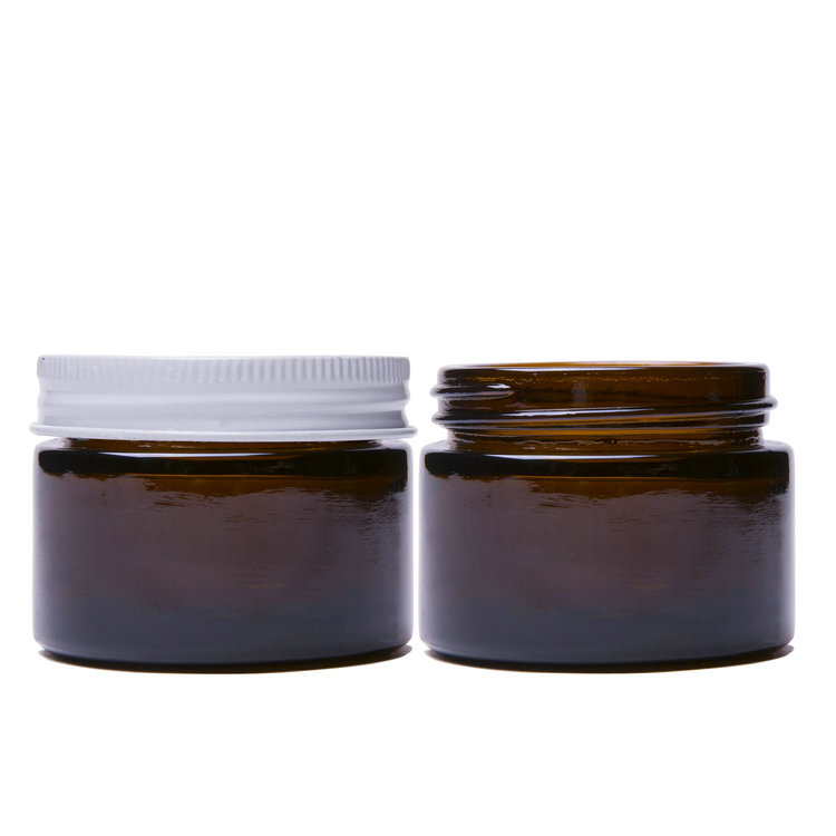 1 Ounce 30ml Amber Cosmetic Glass Jar with Screw Top Metal Lid