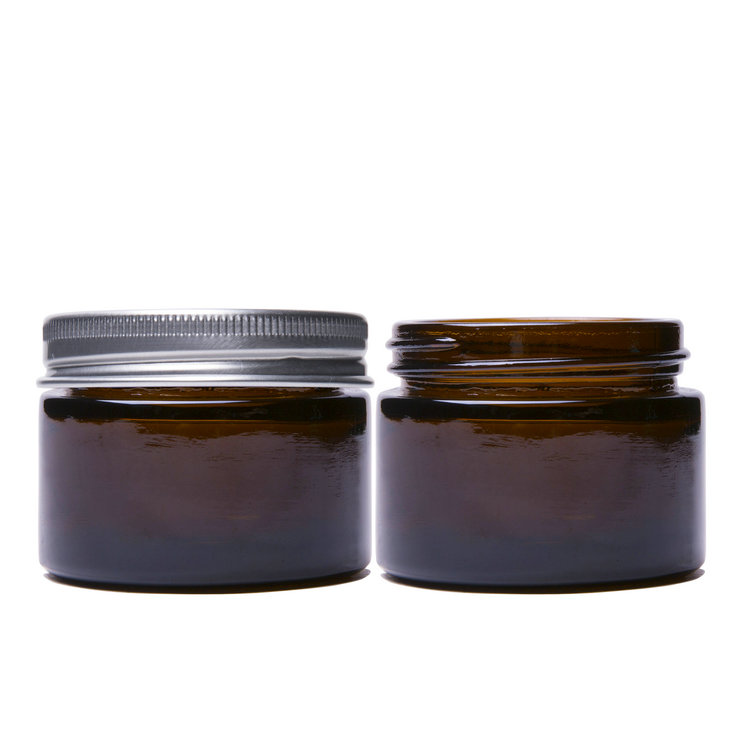 1 Ounce 30ml Amber Cosmetic Glass Jar with Screw Top Metal Lid