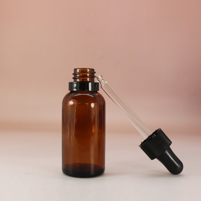 1 Oz 30 Ml Clear green blue Boston Round Glass e liquid Bottle with Child Resistant Glass Dropper