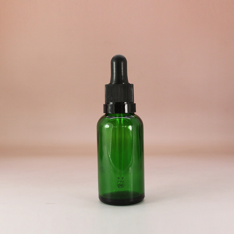 1 Oz 30 Ml Clear green blue Boston Round Glass e liquid Bottle with Child Resistant Glass Dropper