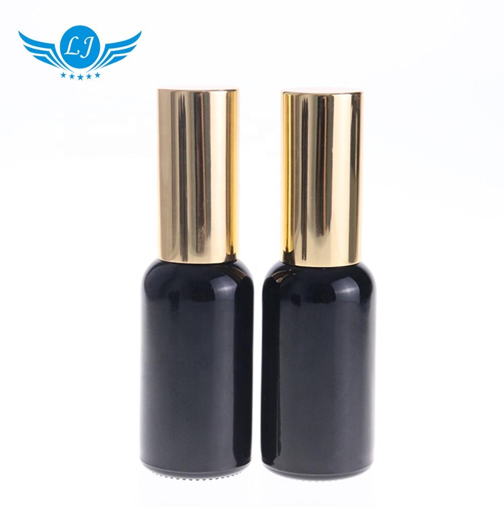 1 Oz FROSTED Boston Round Glass Bottle  Black Treatment Pump spray