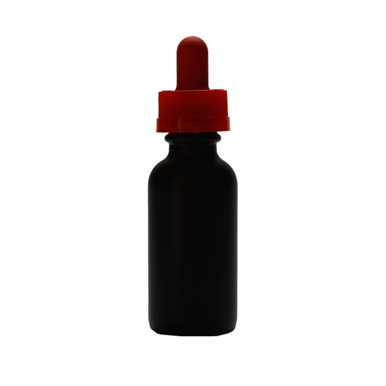 1 Oz Specialty Volcanic Black Boston Round w/ White Child Resistant Dropper (Non-Transparent)