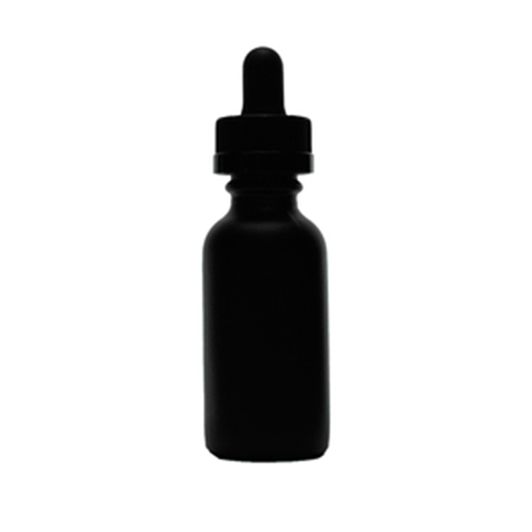1 Oz Specialty Volcanic Black Boston Round w/ White Glass Calibrated Dropper (Non-Transparent)