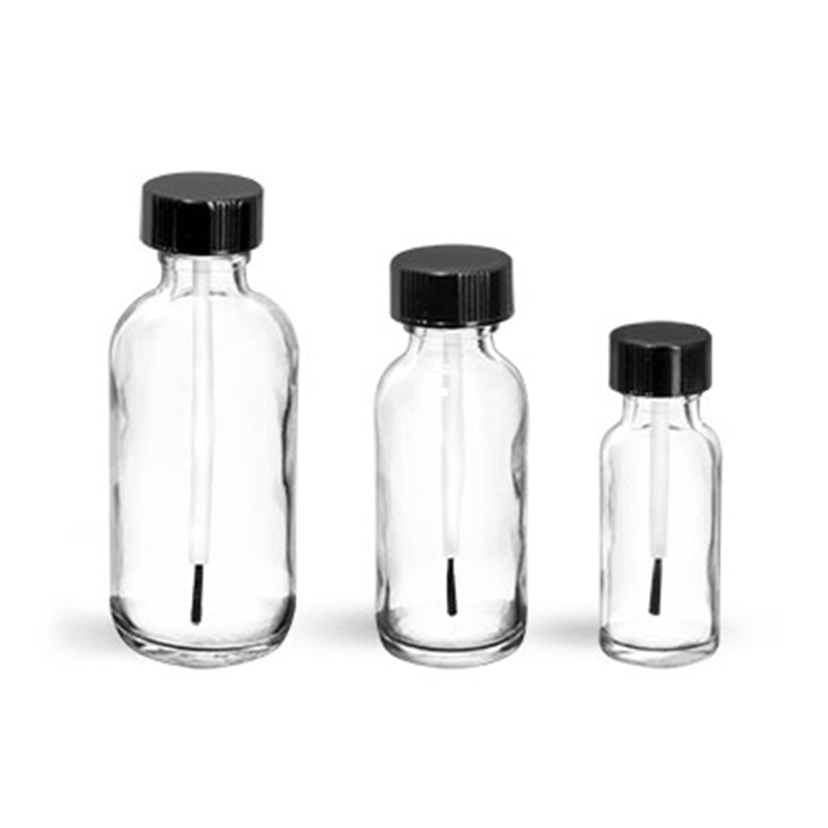 1 Oz clear boston round bottle with child proof glass dropper 30ml glass bottle for sale