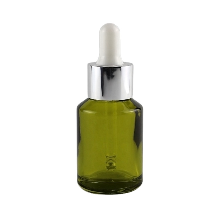 1 fl.oz Transparent green glass dropper 30ml essence oil bottle with white pump glass dropper bottles