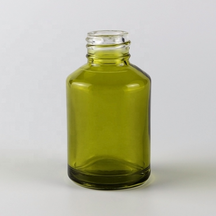 1 fl.oz Transparent green glass dropper 30ml essence oil bottle with white pump glass dropper bottles