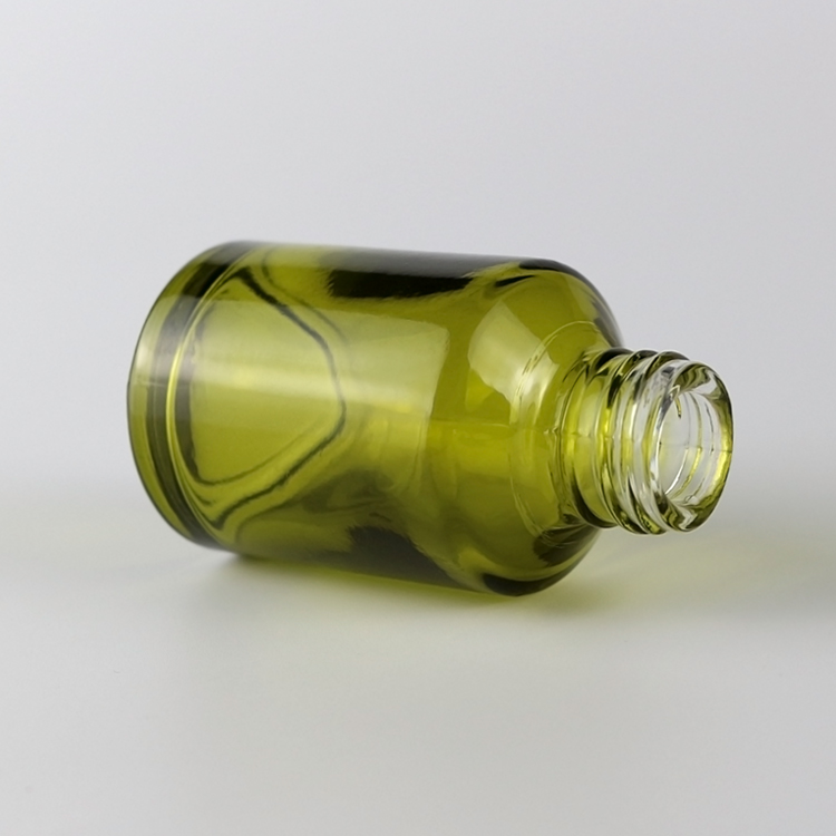 1 fl.oz Transparent green glass dropper 30ml essence oil bottle with white pump glass dropper bottles