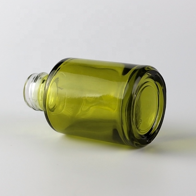 1 fl.oz Transparent green glass dropper 30ml essence oil bottle with white pump glass dropper bottles