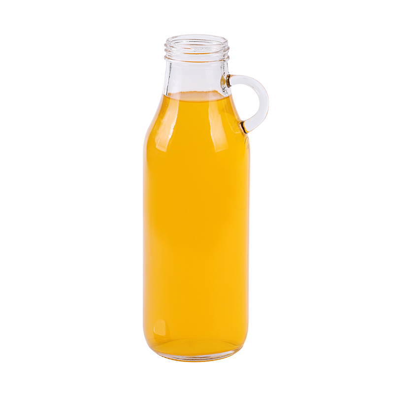 1 liter 950 ml clear round glass bottles for milk with screw metal lid