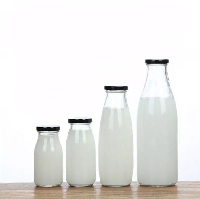 1 liter wide mouth clear glass milk storage bottle