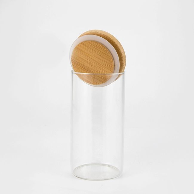 1 oz 2 oz 4 oz 8 oz 10 oz glass bamboo wooden lid container storage jars for flower herb
