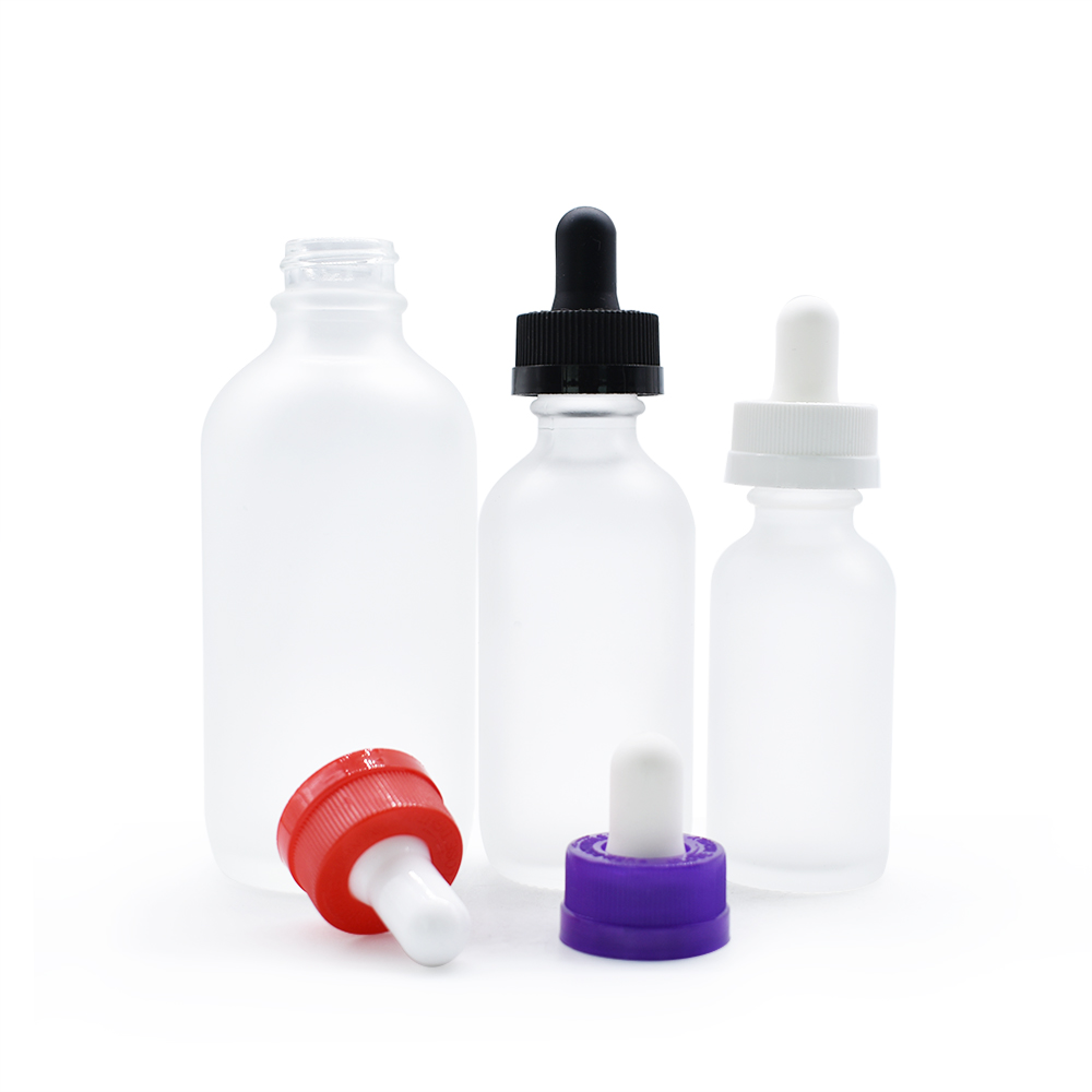 1 oz 2 oz 4 oz black boston round glass dropper bottle with Childproof cap for beard oil cbd oil