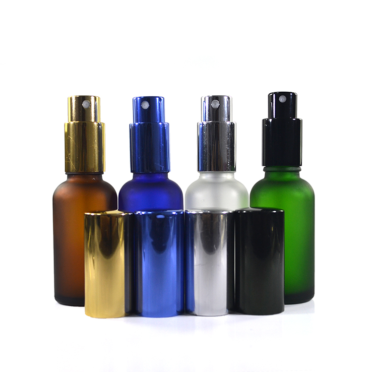 1 oz 2 oz cosmetic amber blue green clear frosted glass spray bottle 30ml