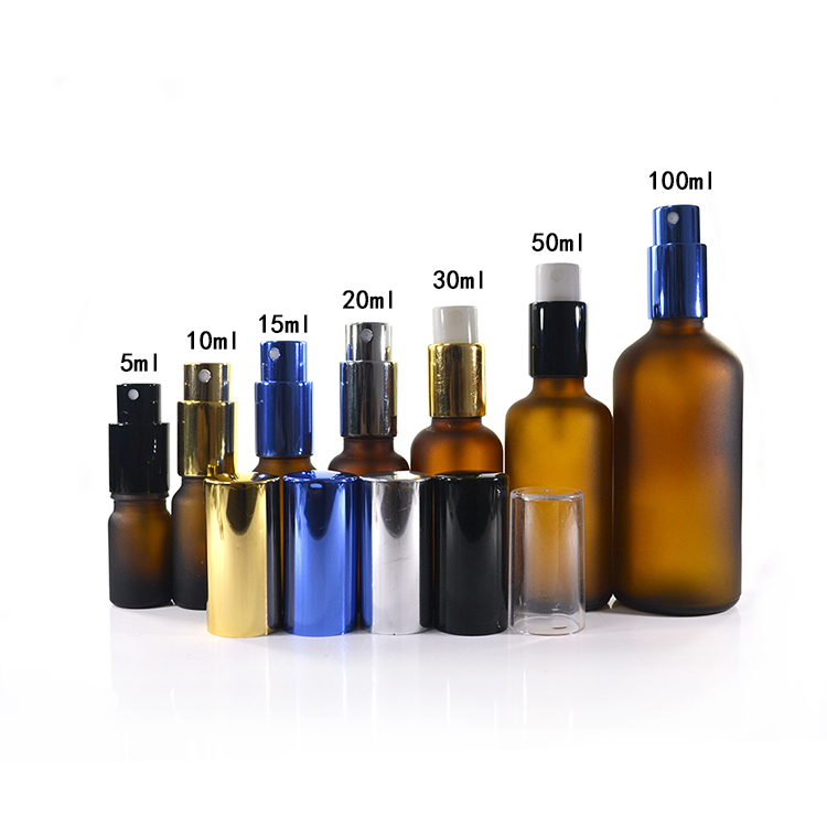 1 oz 2 oz cosmetic amber blue green clear frosted glass spray bottle 30ml