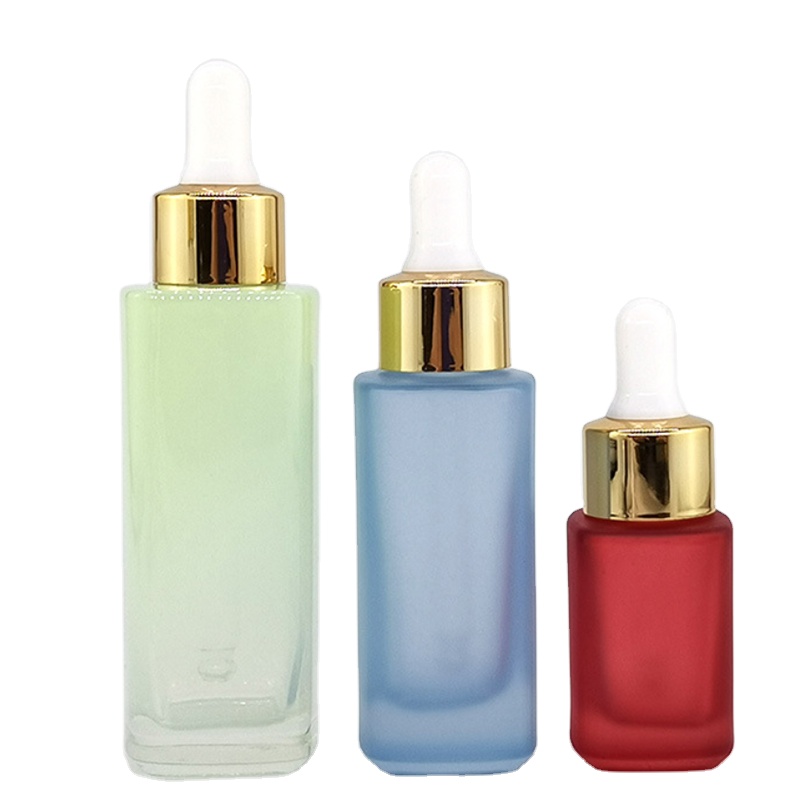 1 oz  2oz Square glass bottle for cosmetic packaging