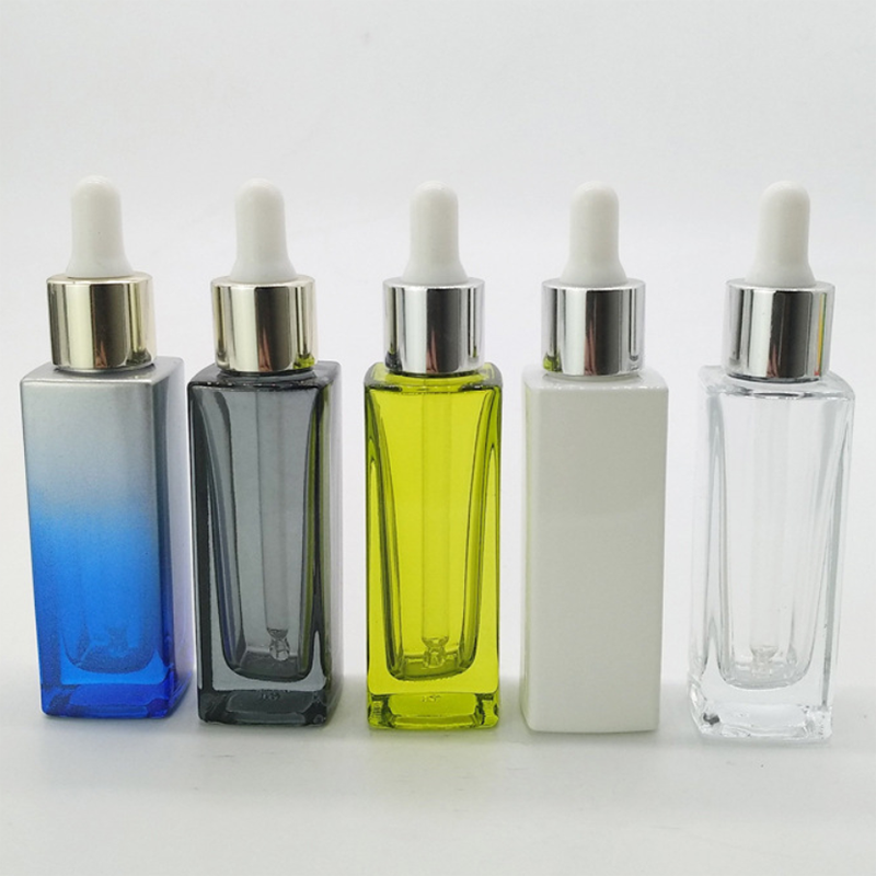 1 oz 2oz Square glass bottle for cosmetic packaging