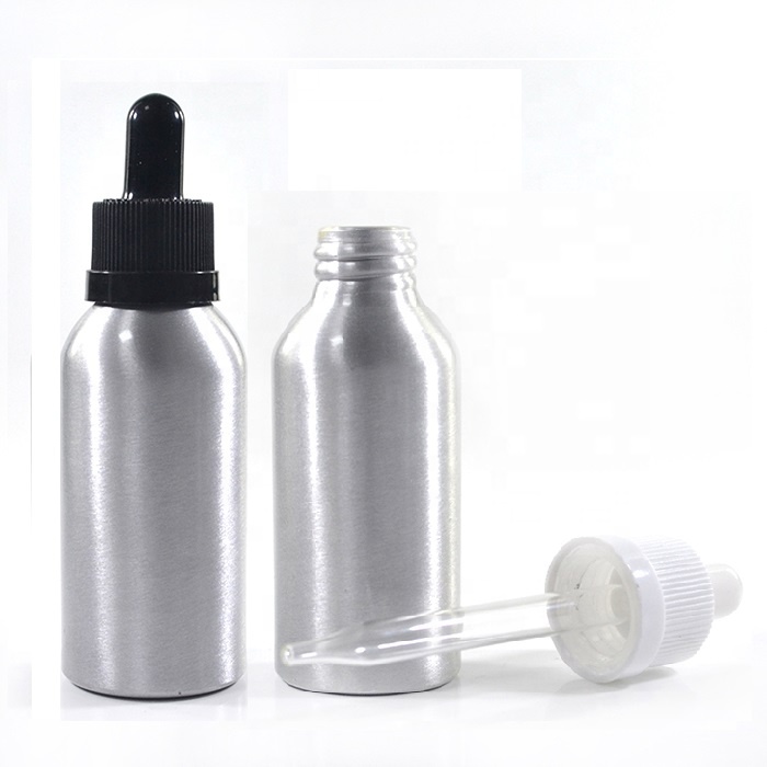 1 oz 30 ml 2 oz 60 ml 50ml Aluminum Tincture Bottle with Childproof Caps Glass Eye Dropper Dispenser for Essential Oils Herb E