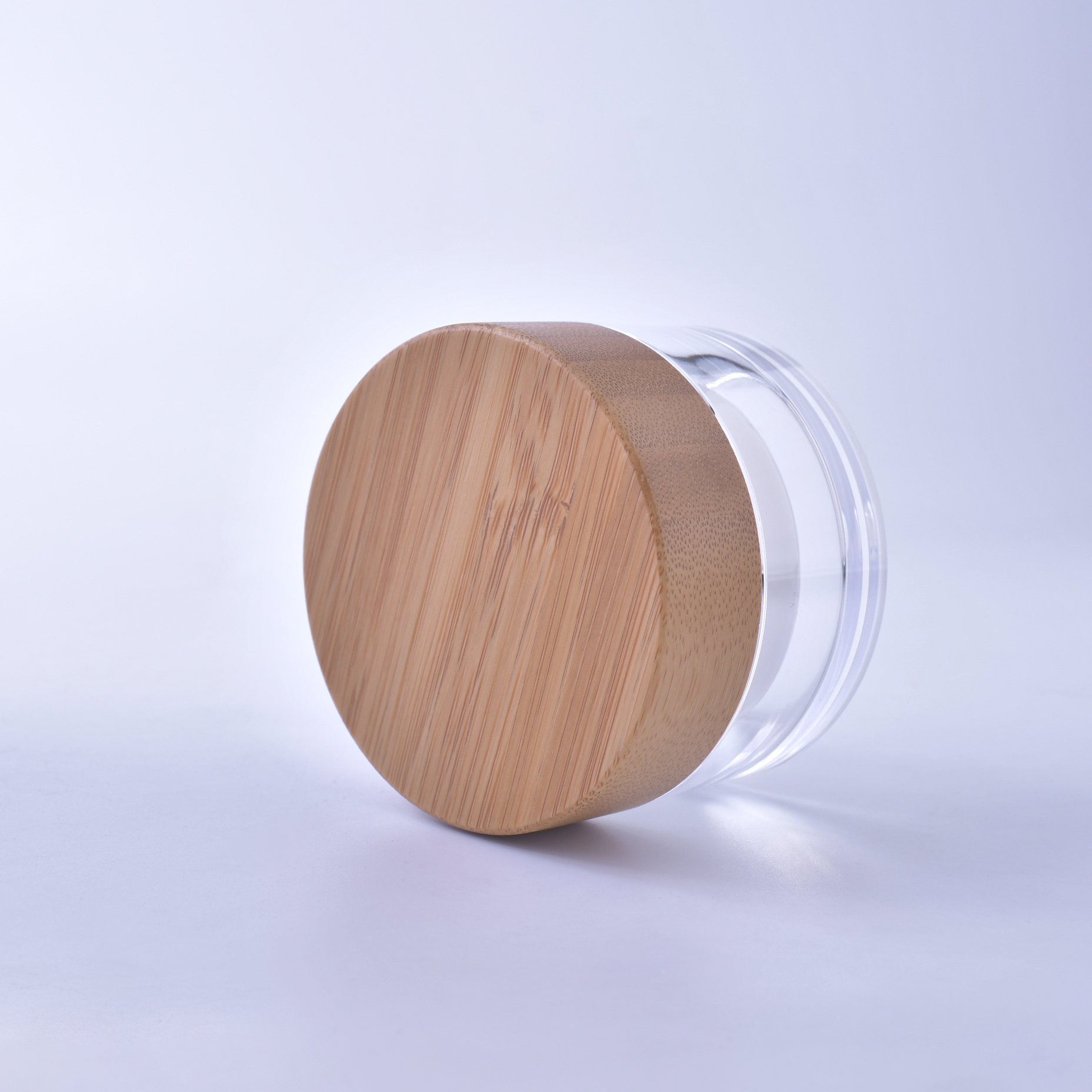 1 oz (30 ml) Clear Acrylic Plastic Double Wall Jar with Bamboo Cap