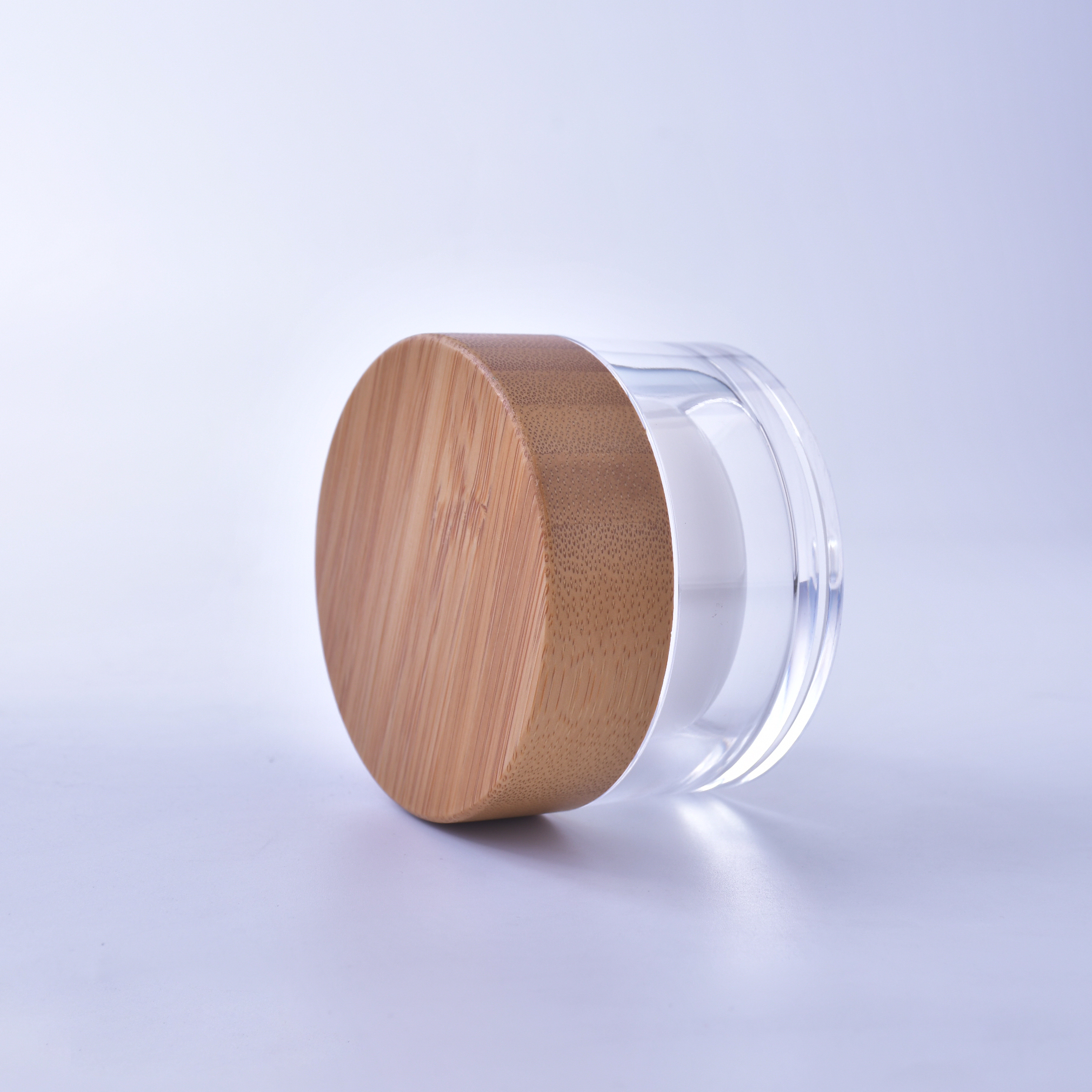 1 oz (30 ml) Clear Acrylic Plastic Double Wall Jar with Bamboo Cap