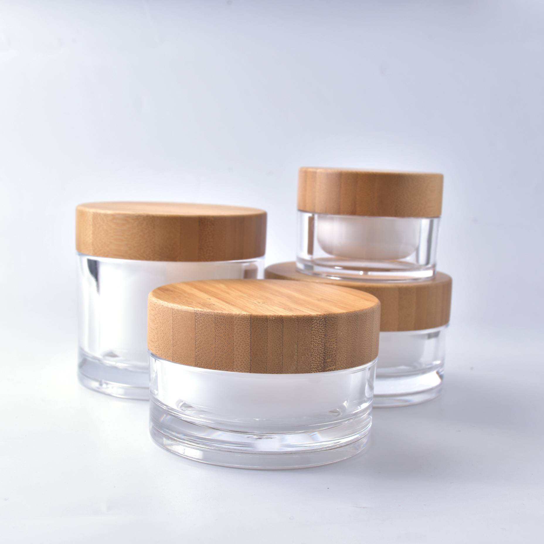 1 oz (30 ml) Clear Acrylic Plastic Double Wall Jar with Bamboo Cap