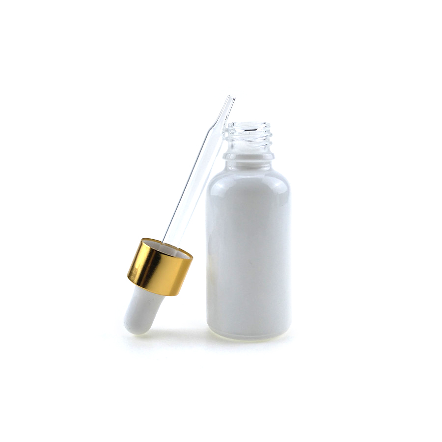1 oz 30 ml white matte e liquid glass dropper bottle with childproof cap