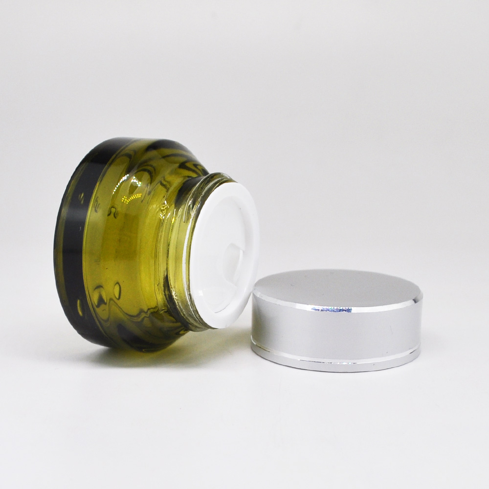 1 oz 30ml 50ml luxury cosmetic packaging green amber black frosted cosmetic glass jars with lids