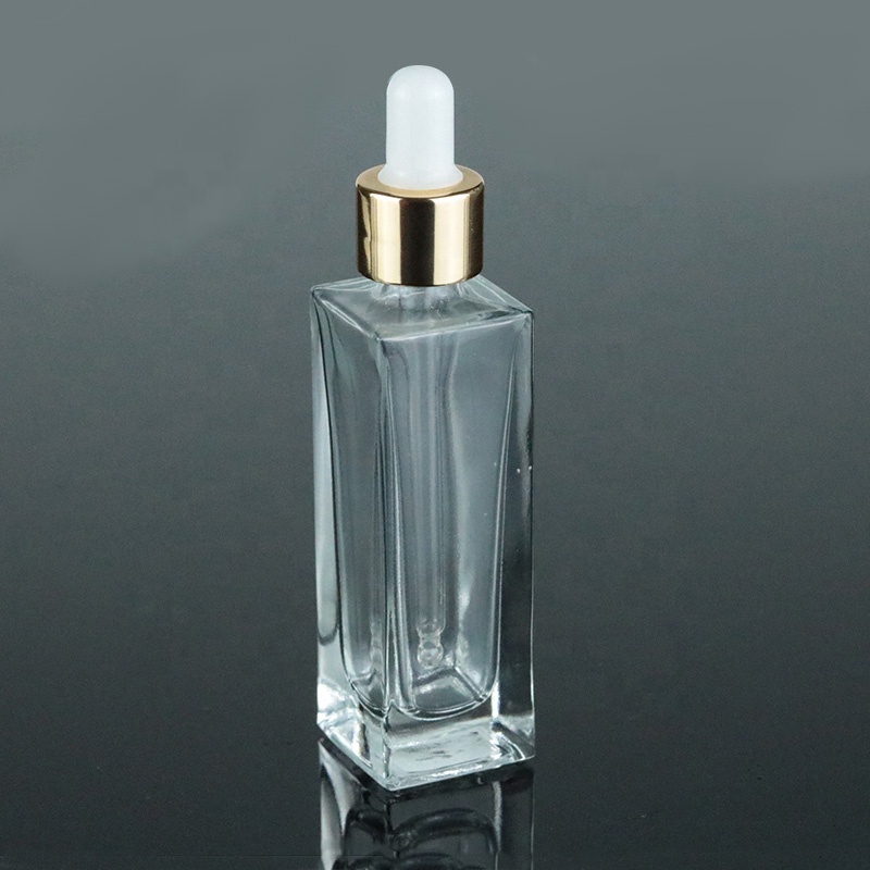 1 oz 30ml Flat Shoulder Square Serum Dropper Bottle Rectangular Glass Bottle (GSA18)