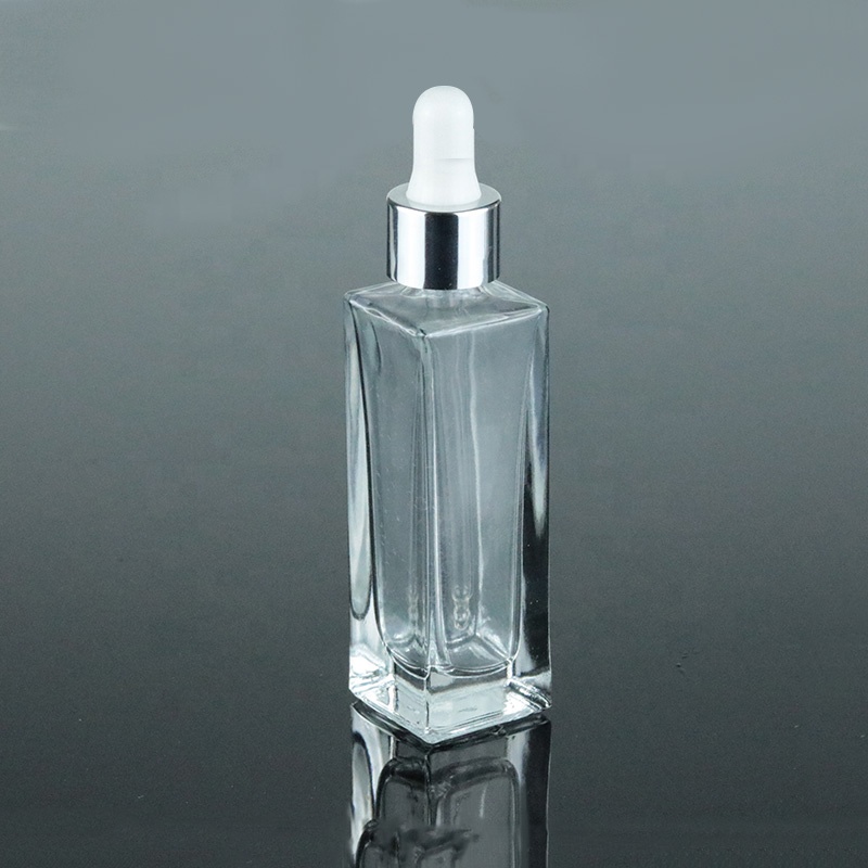 1 oz 30ml Flat Shoulder Square Serum Dropper Bottle Rectangular Glass Bottle (GSA18)