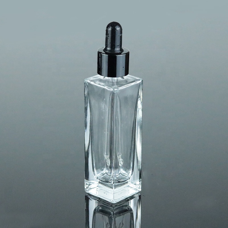 1 oz 30ml Flat Shoulder Square Serum Dropper Bottle Rectangular Glass Bottle (GSA18)