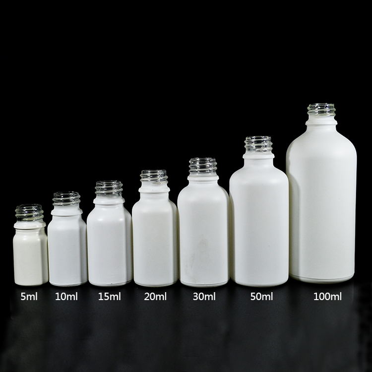 1 oz 30ml Opaque White boston essential oil glass dropper bottle with pipette and aluminum cap