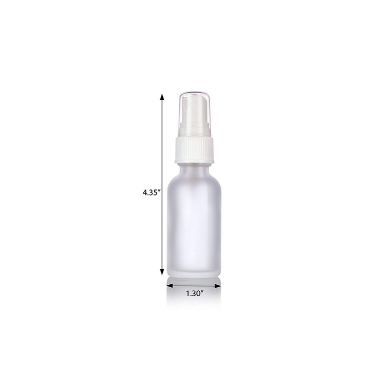 1 oz Boston Round Frosted White Glass Essential Oil Bottles With Mist Spray