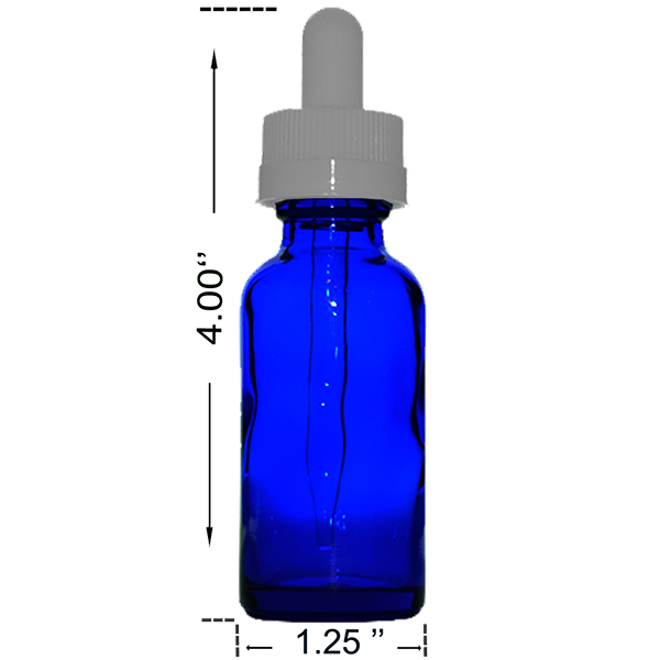 1 oz Cobalt Blue Boston Round Glass Bottle with Black Atomizer Perfect for Essential Oil Formulas