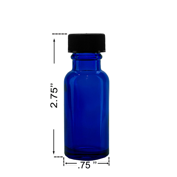 1 oz Cobalt Blue Boston Round Glass Bottle with Black Atomizer Perfect for Essential Oil Formulas