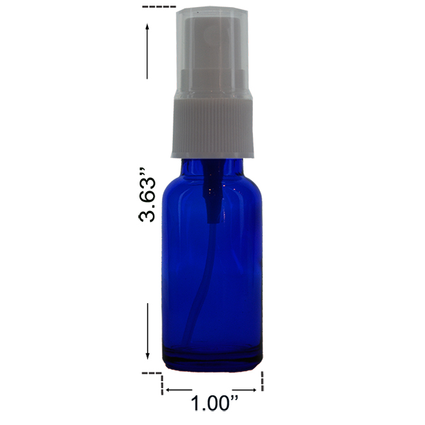 1 oz Cobalt Blue Boston Round Glass Bottle with Black Atomizer Perfect for Essential Oil Formulas
