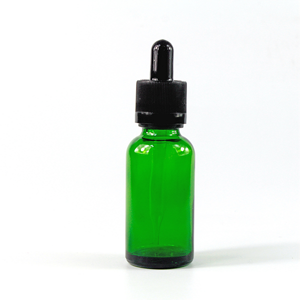1 oz Green Boston Glass Bottle with Glass Eye Droppers
